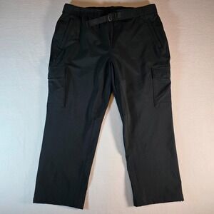 Eddie Bauer Women's 14 Black Stretch Cargo Hiking Crop Pants Elastic Waist